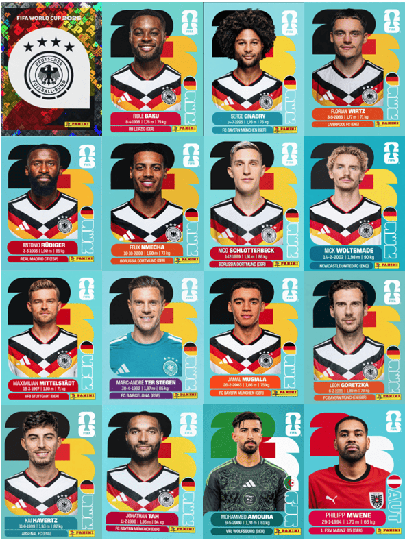 Página da seleção Alemanha no álbum completo em PDF