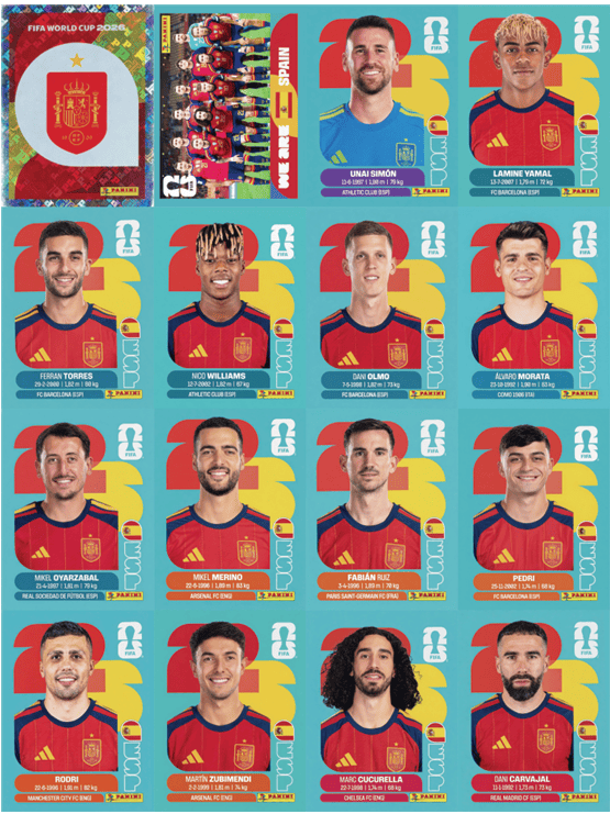 Página da seleção Espanha no álbum completo em PDF
